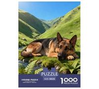 1000 Piece German Shepherd Jigsaw Puzzle for Adults - Family Game Night & Educational Fun, Valley Grassland Puzzle, Decoration Unique Gift 38x26cm/1000pcs
