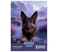 1000 Piece German Shepherd Jigsaw Puzzle for Adults Kids - Family Game Night & Educational Fun, Purple Flowers Puzzles, Decoration Birthday Gifts 52x38cm/1000pcs