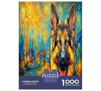 1000 Piece German Shepherd Jigsaw Puzzles for Adults Gifts Fun Challenging Home Decoration Cute Pet Dog Jigsaw Puzzle for Adults And Kids Age 12 And Up 38x26cm/1000pcs