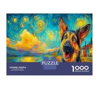 1000 Piece German Shepherd Jigsaw Puzzles Great Gift for Adults Educational Games Home Decoration Cute Pet Dog Jigsaw Puzzle for Adults And Kids 52x38cm/1000pcs