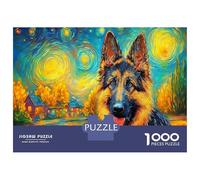 1000 Piece German Shepherd Jigsaw Puzzles Great Gift for Adults Family Challenging Toys Home Decors Brainteasing Cute Pet Dog Jigsaw Puzzle for Adults 52x38cm/1000pcs