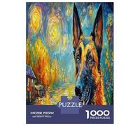 1000 Piece German Shepherd Jigsaw Puzzles Great Gift for Adults Fun Challenging Home Decoration Brainteasing Cute Pet Dog Jigsaw Puzzle for Adults 70x50cm/1000pcs