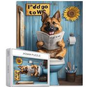 1000 Piece German Shepherd Sitting on Toilet seat and Reading Newspaper Jigsaw Puzzles for Adults 27×20 Inches Colorful DIY Puzzles for Home Decoration Gifts Family Puzzle Perfect for Game Nights