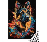 1000 Piece German Shepherd Wooden Jigsaw Puzzles Adults Teens Jigsaw Large Puzzle Toys Educational Intellectual Decompressing Fun Family Game 1000pcs (75x50cm)
