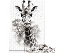 1000 Piece Giraffe Beauty Black Ink Jigsaw Puzzles for Adults Puzzles Learning Educational Toys 1000pcs (38x26cm)