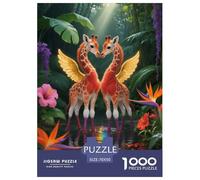 1000 Piece Giraffe Calf Jigsaw Puzzle for Adults - Challenging & Brainteasing, Rainforest Waterhole Puzzles, Decoration Unique Gift 70x50cm/1000pcs
