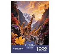 1000 Piece Giraffe Herd Jigsaw Puzzle for Adults Kids - Family Fun, Educational Toys, Wolf Pack Puzzles, Decoration Birthday Gifts 38x26cm/1000pcs