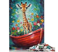 1000 Piece Giraffe in Boat Painting Jigsaw Puzzle for Adult Teenagers Paper Learning Educational Toys 1000pcs (38x26cm)