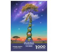 1000 Piece Giraffe Jigsaw Puzzles for Adults Kids Challenge Toy Family Fun Game Home Decoration Giraffe Nebula Jigsaws Unique Gift 38x26cm/1000pcs