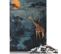 1000 Piece Giraffe Under A Full Moon Jigsaw Puzzles for Adult Teenagers Paper Puzzles For Family Fun & Game Night 1000pcs (75x50cm)