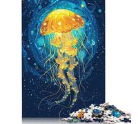 1000 Piece Glowing Jellyfish in Deep Blue Sea Creative Square Jigsaw Puzzles for Adults And Wooden Puzzles Toy Intellectual Game 1000pcs (75x50cm)