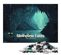 1000 Piece Glowworm Caves New Zealand Illustration Square Puzzle for Adults Wooden Puzzles Educational Puzzle Family Game 1000pcs (75x50cm)