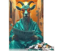1000 Piece Goat in A Bathroom Jigsaw Puzzles for Adult Teenagers Wooden Puzzle Jigsaws for Adults Learning Educational Toy 1000pcs (75x50cm)