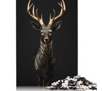 1000 Piece Gold Dark Antelope Jigsaw Puzzles, for Adults & Wooden Puzzles Educational Games For Kids 1000pcs (75x50cm)