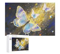 1000 Piece Golden Abstract Butterfly Puzzle for Adults - Elegant Wooden Jigsaw Puzzle - Aesthetic Art Puzzle for Relaxation and Home Wall Decor