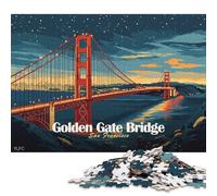 1000 Piece Golden Gate Bridge at Night Square Puzzles for Adults And Wooden Puzzles Family Activity 1000pcs (75x50cm)