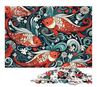 1000 Piece Golden Koi Fish Creative Square Jigsaw Puzzles for Adults & Paper Puzzles Stress Relief Puzzle Games And Unique 38x26cm/1000pcs