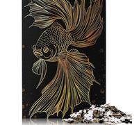 1000 Piece Golden Lion Koi Fish Puzzles for Adults Wooden Puzzles Educational Games For Kids 1000pcs (75x50cm)