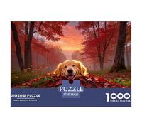 1000 Piece Golden Retriever Jigsaw Puzzle for Adults - Challenging Brain Teaser, Maple Forest Jigsaws, Decoration Birthday Gifts 38x26cm/1000pcs