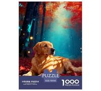 1000 Piece Golden Retriever Jigsaw Puzzles for Adults - Challenging Game, Autumn Woods Jigsaws, Decoration Unique Gift 70x50cm/1000pcs
