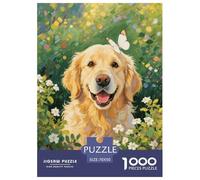 1000 Piece Golden Retriever Jigsaw Puzzles for Adults Kids Challenge Toy Family Game Home Decoration Dog Flowers Plants Jigsaws Gifts 70x50cm/1000pcs