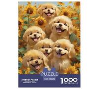 1000 Piece Golden Retriever Puppy Jigsaw Puzzle for Adults Kids - Family Fun, Educational Games, Sunflower Jigsaws, Home Decoration Birthday Gifts 38x26cm/1000pcs