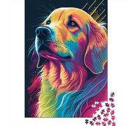 1000 Piece Golden Retriever Retro Jigsaw Puzzlesfor Adults Wooden Puzzle Jigsaws for Adults For Family Fun & Game Night 1000pcs (75x50cm)