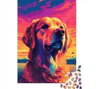 1000 Piece Golden Retriever Sunset Jigsaw Puzzles for Adults Jigsaw Puzzles Educational Game Challenge Toy 1000pcs (75x50cm)