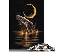 1000 Piece Golden Whale Leaping Under Crescent Moon Puzzles for Adults & Wooden Puzzles Educational Puzzle Family Game 1000pcs (75x50cm)