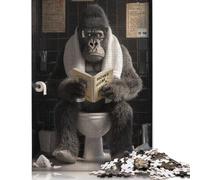 1000 Piece Gorilla Reads 'How Human' Creative Square Jigsaw Puzzles for Adults & Wooden Puzzles Stress Relief Puzzle Games And Unique 1000pcs (75x50cm)