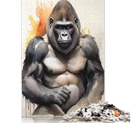 1000 Piece Gorilla Watercolor Art Adult Puzzles Wooden Puzzles Educational Stress Relief Toy Puzzle 1000pcs (75x50cm)