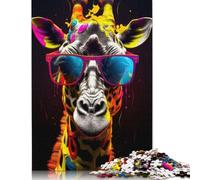 1000 Piece Graffiti Giraffe Shades Jigsaw Square Puzzle for Adults & Wooden Puzzles Educational Game Challenge Toy 1000pcs (75x50cm)