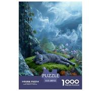 1000 Piece Grey Cat Jigsaw Puzzle for Adults Kids - Family Game Night & Educational Fun, Misty Tree Trunk Jigsaws, Home Decoration Unique Gift 52x38cm/1000pcs