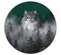 1000 Piece Grey-white Cat Jigsaw Puzzle for Adults - Family Fun, Family Happy Game, Misty Forest Puzzles, Decoration Unique Gift 1000pcs (67.5x67.5cm)