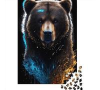 1000 Piece Grizzly Bear Portrait Jigsaw Puzzles for Adults Wooden Puzzle for Adults And Teenager Educational Puzzle 1000pcs (75x50cm)