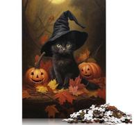 1000 Piece Halloween Black Cat Adult Puzzles Paper Puzzle for Adults Educational Game Challenge Toy 1000pcs (38x26cm)