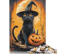 1000 Piece Halloween Black Cat Jigsaw Puzzle for Adult Teenagers Paper Puzzle Christmas Eve Gifts 1000pcs (75x50cm)
