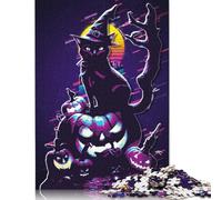 1000 Piece Halloween Cat & Pumpkins Jigsaw Puzzle for Adults And Teenager Sustainable Puzzle for Adults | Games 1000pcs (75x50cm)