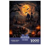 1000 Piece Halloween Haunted Realm Game Puzzle for Adults Gifts Fun Challenging Home Decors Brainteasing Horror Festival Jigsaw Puzzle for Women Men Adult 38x26cm/1000pcs