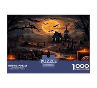 1000 Piece Halloween Haunted Realm Jigsaw Puzzles for Adults Gifts Fun Challenging Home Decoration Horror Festival Brainteasing Jigsaw Puzzle for Adults And Kids 38x26cm/1000pcs