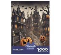 1000 Piece Halloween Pumpkin Jigsaw Puzzles Great Gift for Adults Fun Challenging Home Decoration Brainteasing Horror Festival Jigsaw Puzzle for Adults 70x50cm/1000pcs