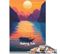 1000 Piece Halong Bay Sunset Jigsaw Puzzles, for Adults & Wooden Puzzles Educational Games For Kids 1000pcs (75x50cm)