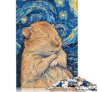 1000 Piece Hamster in Starry Night Style Jigsaw Puzzles for Adult Teenagers Paper Puzzle Jigsaws for Adults Jigsaw Puzzles for Adults 38x26cm/1000pcs