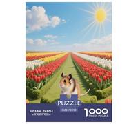 1000 Piece Hamster Jigsaw Puzzle for Adults - Challenging Game, Tulip Field Jigsaws, Decoration Gifts 70x50cm/1000pcs
