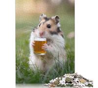 1000 Piece Hamster Sipping A Beer Jigsaw Puzzlesfor Adults Paper Puzzle Jigsaws for Adults For Family Fun & Game Night 1000pcs (38x26cm)