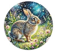 1000 Piece Hare Jigsaw Puzzles for Adults & Kids Challenge Toy Educational Games Decoration Hare Flowers Jigsaws Unique Gift 1000pcs (67.5x67.5cm)