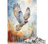 1000 Piece Hawk in Flight Watercolor Square Jigsaw Puzzles for Adults, Wooden Puzzles Learning Educational Toy 1000pcs (75x50cm)