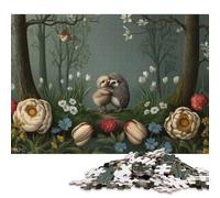 1000 Piece Hedgehog And Chick in Spring Square Jigsaw Puzzles for Adults, Wooden Puzzles Learning Educational Toy 1000pcs (75x50cm)