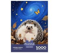 1000 Piece Hedgehog Jigsaw Puzzles for Adults Kids Challenge Toy Family Fun Game Home Decoration Hedgehog Fall Leaves Puzzles Gifts 70x50cm/1000pcs