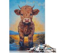 1000 Piece Highland Calf Painting Paper Jigsaw Puzzles Adults Teens Jigsaw Large Puzzle Toys Educational Intellectual Decompressing Fun Family Game 1000pcs (38x26cm)